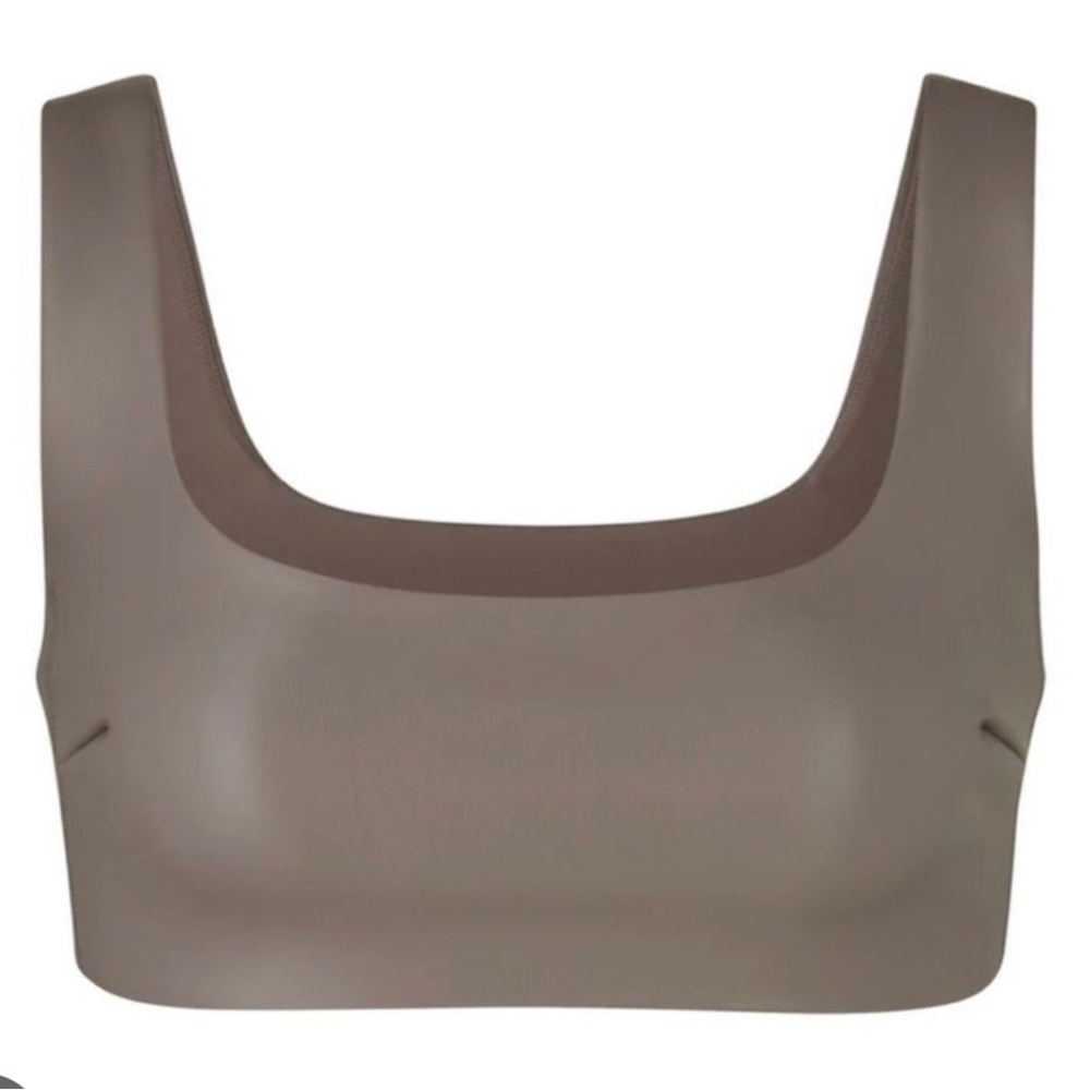 SKIMS Faux Leather Bralette in Taupe/Stone